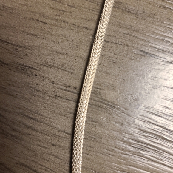 Sterling Silver Mesh Chain White CZ Pendant Necklace 925 8.9g 18 Inches Long - Picture 3 of 3